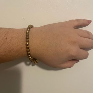 Alex and Ani Textured Gold Beaded Charm Bangle Bracelet